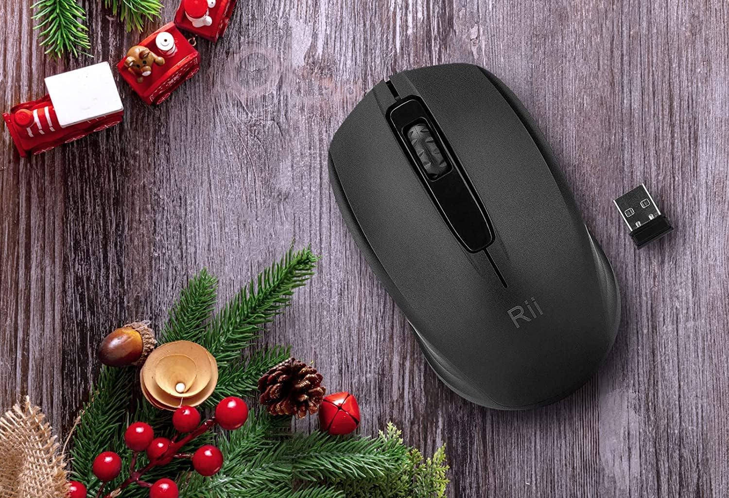 Rii Wireless Mouse, 2.4G Portable Computer Mice for PC, Laptop, Windows,Office Included Wireless USB dongle (Black) - Image 2