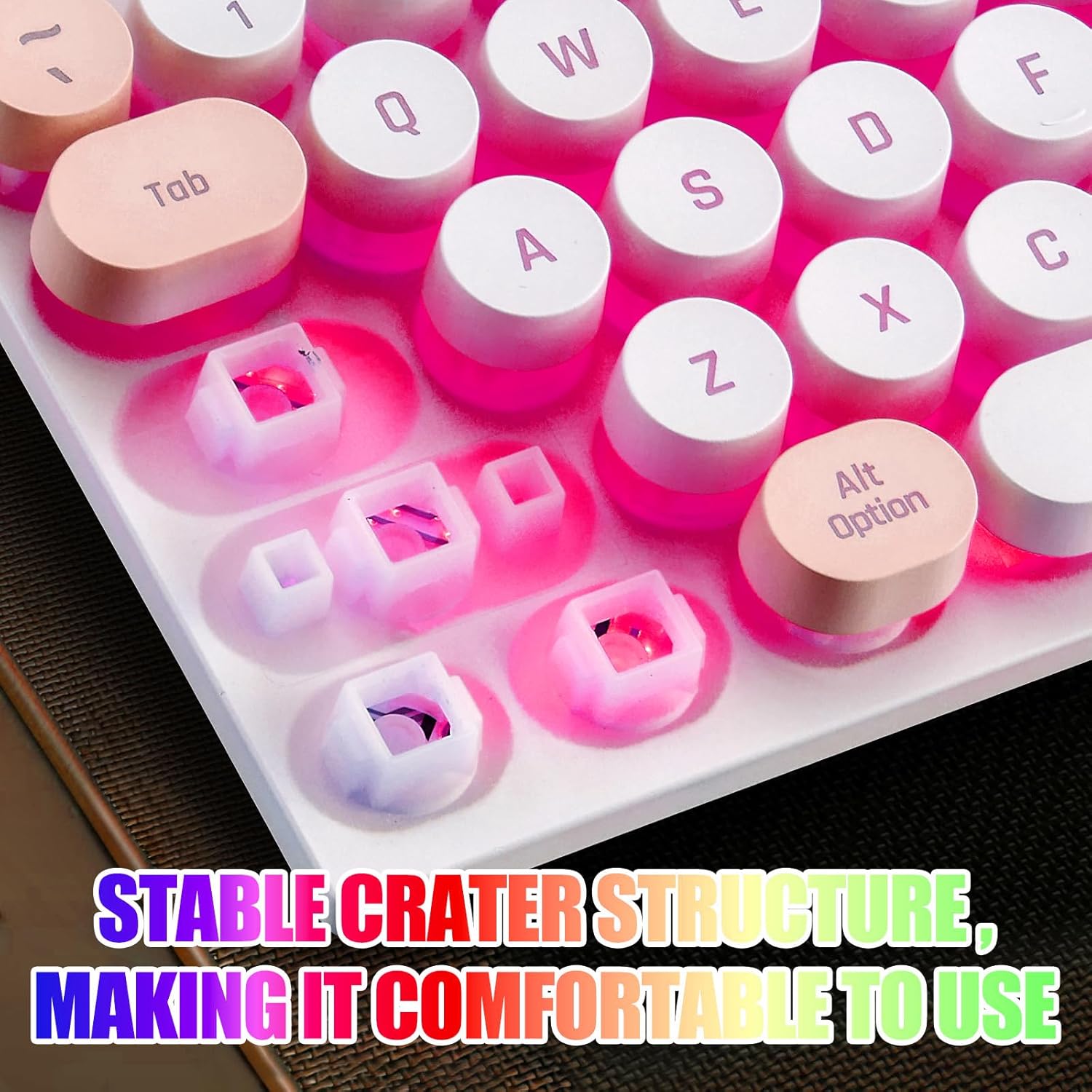 Wired Retro Punk Gaming Keyboard with Rainbow Backlit, 104 Keys Wired Cute Keyboard, Round Keycaps for Windows/Mac/PC(White and Pink) - Image 6