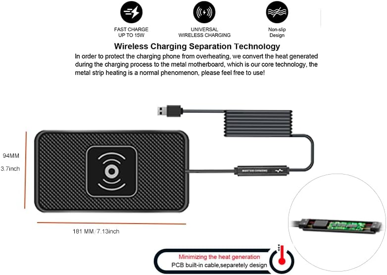 Wireless Charger,POLMXS 10W Wireless car Charger Charging pad Fast Wireless Phone Charger pad Andriod Cell Phone Wireless Charging mat Galaxy Note10/S21/S10/S9/S22(C3) - Image 4